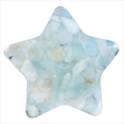 Аквамарин Украшение дисплея звезды смолы, с натуральными кусочками аквамарина внутри статуэток для украшения домашнего офиса, 31x30x12~14 мм