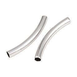Plaqué Platine Véritable Perles tubulaires en laiton shegrace, tube incurvé, sans cadmium et sans nickel et sans plomb, Platine plaqué, 23.5x2.9mm, Trou: 2.3mm