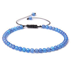 Blue Agate Регулируемый женский браслет из голубого агата с бусинами, с простым и универсальным плетением из бисера, показать на картинке