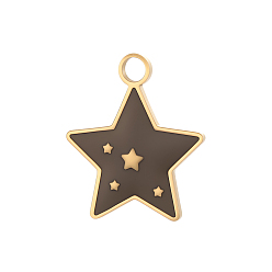 Черный 304 подвески из нержавеющей стали, звезды прелести, ионное покрытие (ip), реальный 18 k позолоченный, чёрные, 18x15 мм, отверстие : 2.5 мм