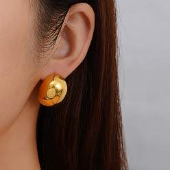 Золотой Стильные 304 овальные серьги-гвоздики из нержавеющей стали, золотые, 20.04x20 мм