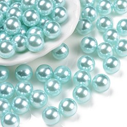 Бледно-бирюзовый Пластиковые бусины abs, имитации жемчуга, без отверстия , круглые, бледные бирюзовая, 10 мм