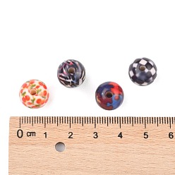 Mixed Color Opaque Printed Acrylic Beads, Round, Mixed Color, 11.5~12x11mm, Hole: 2.5mm
