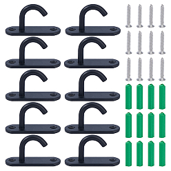 Черный 10шт. прочные потолочные крюки из нержавеющей стали с железными винтами и пластиковыми дюбелями, чёрные, 60x20x31 мм