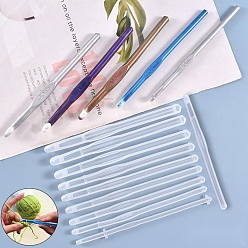 White Crochet Hook Silicone Molds, for DIY Knitting Sweaters Scarves Tool Casting Silicone Mould, White, 152x7~12x5~13mm, Inner Diameter: 132~145x2~5mm, 10pcs/set