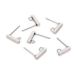 Нержавеющая Сталь Цвет Не тускнеет 304 фурнитура для сережек-гвоздиков из нержавеющей стали, с петлями, прямоугольные, цвет нержавеющей стали, 10x2x2 мм, отверстие : 1.8 мм, штифты : 0.7 мм