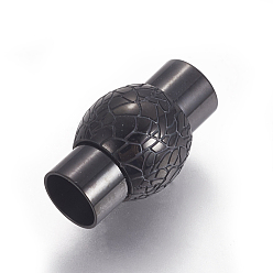Gunmetal 304 Stainless Steel Magnetic Clasps with Glue-in Ends, Column, Gunmetal, 18x11mm, Hole: 6mm