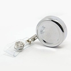 Platinum Alloy Retractable Badge Reel, Card Holders, with Plastic and Iron Findings, 85x32x15mm, Wire Size: about 50~52cm