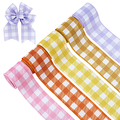 (52) Непрозрачная лаванда 5рулоны 5цветная льняная лента, шотландка шаблон, разноцветные, 2-1/8 дюйм (55 мм), 1 рулон / цвет