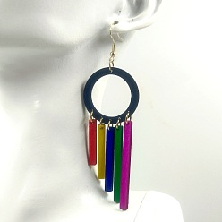 Ring Серьги-подвески из сплава дерева в богемном стиле, золотые, кольцо, 95x30 мм