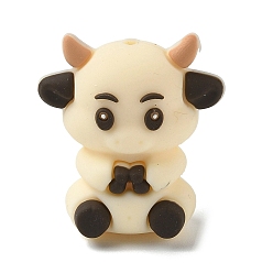 (461) Высокий Металлик Виноград Силиконовые бусины, бежевые, фокусные бусы, крупный рогатый скот, 30x27.5x16~16.5 мм, отверстие : 2 мм