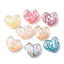 Сердце Прозрачная смола и натуральные ракушки, золотой фольгой, текстура, сердце, 17.5x20~20.5x8~8.5 мм, отверстие : 2 мм