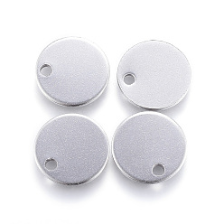 Нержавеющая Сталь Цвет Устойчивые к потускнению 304 подвески из нержавеющей стали, плоско-круглые, штамповка пустой метки, цвет нержавеющей стали, 8x1 мм, отверстие : 1.5 мм