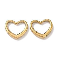 Настоящее золото 18K 304 нержавеющей стали связывающий кольца, сердце, ионное покрытие (ip), реальный 18 k позолоченный, 15.5x18x3.5 мм, внутренний диаметр: 14x12 мм