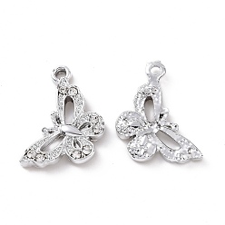 Платина Сплава кристалла горный хрусталь подвески, бабочки прелести, платина, 20.5x12.5x2.5 мм, отверстие : 1.6 мм