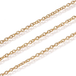 Золотой Ионное покрытие (ip) 304 кабельные цепи из нержавеющей стали, пайки, с катушкой, овальные, золотые, 2x1.5x0.4 мм