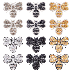 (52) Непрозрачная лаванда Блестящие термоклеящиеся стразы нашивки, приклеиваемые утюгом, термоклей на спине, аксессуары для костюма, пчела, разноцветные, 68x80x2 мм, 6 стили, 2 шт / стиль, 12 шт / комплект