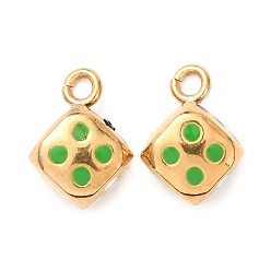 Зеленый 304 подвески из нержавеющей стали, с эмалью, амулеты в кости, ионное покрытие (ip), реальный 18 k позолоченный, зелёные, 13.5x10x8 мм, отверстие : 2 мм