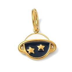 Planet 304 нержавеющей стальной эмали подвески, золотые, чёрные, очарование планеты, 10x11.5x2 мм, отверстие : 5 мм