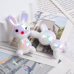 White UV Plating Opaque Acrylic Beads, Rabbit, White, 38.6x20x12mm, Hole: 2.5mm