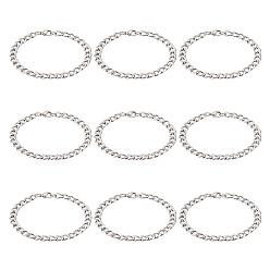 Нержавеющая Сталь Цвет 10шт. унисекс 304 набор браслетов из нержавеющей стали с панцирной цепочкой/витой цепочкой, цвет нержавеющей стали, 8-1/2 дюйм (21.5 см)