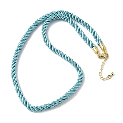 Бледно-бирюзовый 5мм нейлоновый витой шнур для изготовления ожерелий, с латунными наконечниками и 304 карабинами из нержавеющей стали, долговечный, стойки покрытие, золотые, бледные бирюзовая, 17.72~18.90 дюйм (45~48 см)