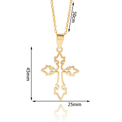 Золотой 201 Подвески в виде полых крестов из нержавеющей стали, золотые, 19.69 дюйм (50 см)