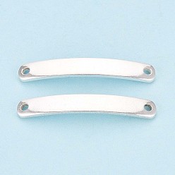 Серебро 925 подвески из стерлингового серебра, звенья изогнутого прямоугольника, штамповка пустой метки, серебряные, 28x4x3.5 мм, отверстие : 1.4 мм