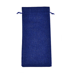 Темно-Синий Прямоугольные полиэстеровые упаковочные мешки, имитирующие мешковину, шнурок сумки, пакеты для бутылок, темно-синий, 36~36.5x16.5~17x0.3 см