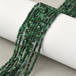 Африканский Нефрит Природные африканские нефритовые бусы пряди, граненые, круглые, 2 мм, отверстие : 0.5 мм, около 197 шт / нитка, 15.55'' (39.5 см)