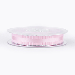 Pink Полиэстер Grosgrain ленты, серебристая лента, розовые, 3/8 дюйм (9 мм), около 100 ярдов / рулон (91.44 м / рулон)