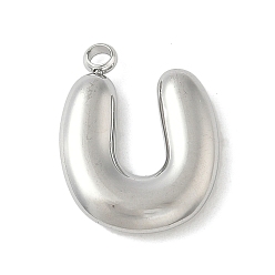 Letter U 304 начальные подвески из нержавеющей стали, цвет нержавеющей стали, Буква U, 16~18x6~18x3 мм, отверстие : 1.8 мм