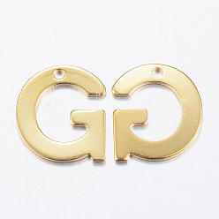 Letter G 304 Stainless Steel Charms, Letter, Initial Charms, Real 18k Gold Plated, Letter.G, 11x6~12x0.8mm, Hole: 1mm