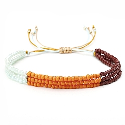 Разноцветный Плетеные браслеты из стеклянных бусин, трехслойный браслет из нескольких нитей, красочный, 6-1/4~10-1/4 дюйм (16~26 см)