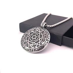 Нержавеющая Сталь Цвет Двусторонняя звезда Давида из нержавеющей стали с подвеской для мужчин, цвет нержавеющей стали