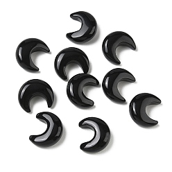 Black Onyx Natural Black Onyx(Dyed & Heated) Beads, Moon, No Hole/Undrilled, 20~20.5x17~17.5x8mm