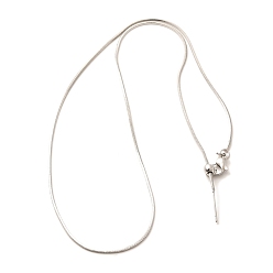 Платина 1мм стойка покрытие латунь круглая змейка цепь регулируемый слайдер ожерелья для женщин мужчин, без кадмия и без свинца, 901 застежка из нержавеющей стали, долговечный, платина, 18.19 дюйм (46.2 см)