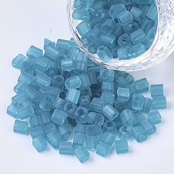 Стально-синий 6/0 прозрачное стекло бисер, матового цвета, квадратное отверстие, кубические, стальной синий, 6/0, 3~5x3~4x3~4 мм, отверстия: 1.2~1.4 мм, около 4500 шт / мешок