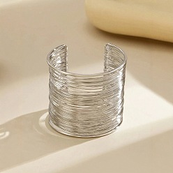 银色 Сплав открытые браслеты на руку браслеты, многослойные браслеты для женщин, платина, 2-1/8 дюйм (5.5 см), внутренний диаметр: 2-3/8 дюйм (6 см)
