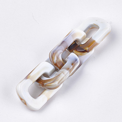 Floral White Acrylic Linking Rings, Quick Link Connectors, For Jewelry Chains Making, Imitation Gemstone Style, Oval, Floral White, 30.5x20x5mm, Hole: 17.5x8mm, about: 220pcs/500g
