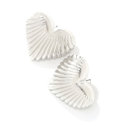 Платина Серьги сплава, полосатое сердце, платина, 32x38 мм