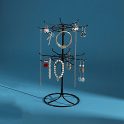 Черный 2-ярусный вращающийся железный держатель-органайзер для ювелирных изделий и ожерелий, Браслеты, чёрные, 21x34.5 см