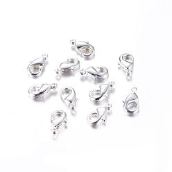Silver Eco-Friendly Brass Lobster Claw Clasps, Cadmium Free & Nickel Free & Lead Free, Silver Color Plated, 19.5x10.5x4mm, Hole: 2mm