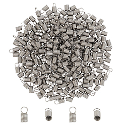 Stainless Steel Color 304 Stainless Steel Terminators, Coil Cord Ends, Stainless Steel Color, 13x6mm, Hole: 4.5mm, Inner Diameter: 4.5mm, 300pcs/box