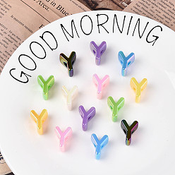 Letter Y УФ-покрытие непрозрачные акриловые европейские бусины, бусины с большим отверстием, разноцветные, Письмо Y, 21x16x13.5 мм, отверстие : 6 мм