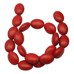 Red Synthetic Howlite Beads, Dyed, Oval, Red, 14x10x5mm, Hole: 1mm, about 1000pcs/kg