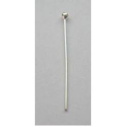 Silver 925 Sterling Silver Ball Head Pins, Silver, 40x0.5mm, about 869pcs/100g