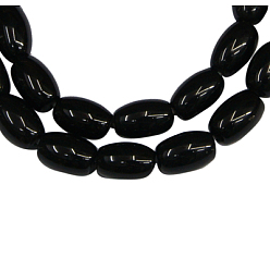 Black Natural Black Onyx Beads Strands, Dyed, Rice, Black, about 4mm wide, 6mm long, hole: 0.8mm, 61 pcs/strand, 15.5 inch