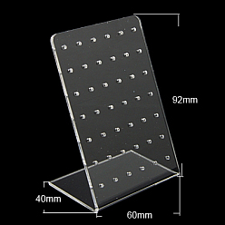 Прозрачный Органических дисплеев стекло, дисплей ювелирных изделий стойки, ясно вешалки серьги, прямоугольные, 60x40x92 мм, отверстие : 2 мм