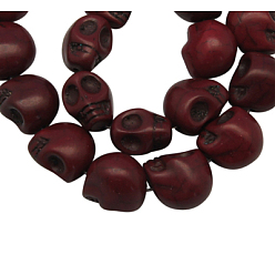 Coconut Brown Synthetic Howlite Beads, Dyed, for Halloween, Skull, Coconut Brown, 18x17mm, Hole: 1mm, about 180pcs/kg